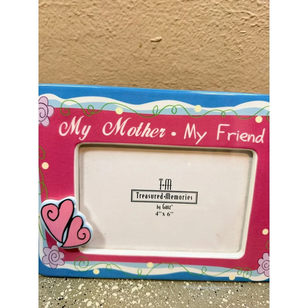 Ganz Treasured Memories My Mother My Friend Ceramic‎ 4x6 Picture Frame Pink Blue